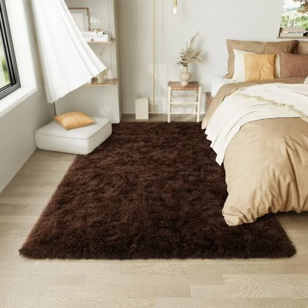 New 4x6 Brown Ultra Soft Rug, Fluffy Modern Carpet for Kids Bedroom & Nursery